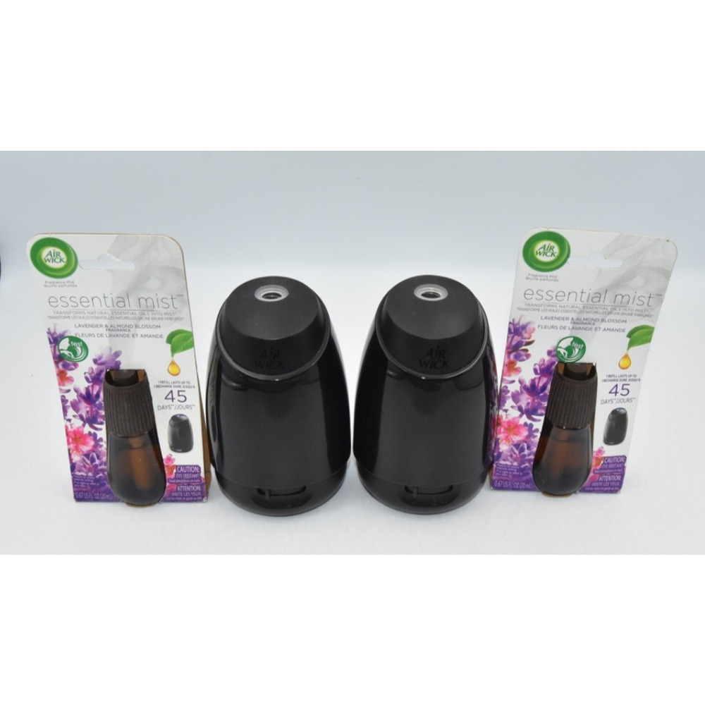 Air Wick Essential Oils Diffuser Mist Kit Lavender Almond Blossom Freshener Set